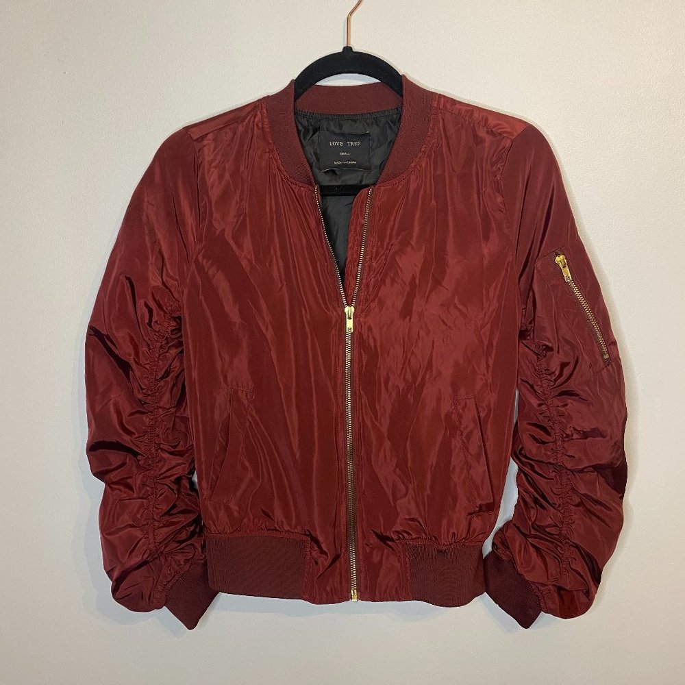 LOVE TREE Maroon Bomber Jacket